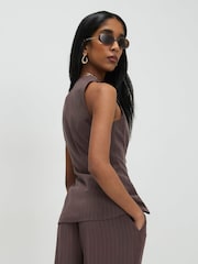 River Island Brown Sleeveless Soft Tie Front Waistcoat Top - Image 2 of 4