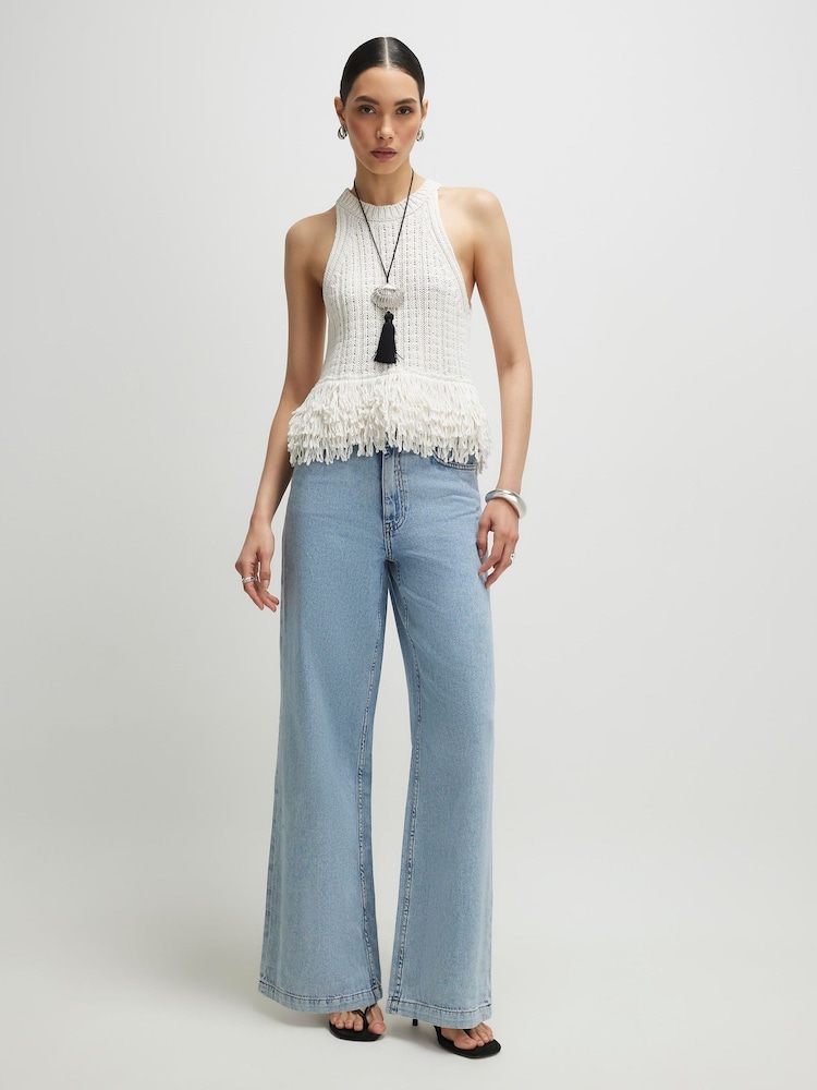 River Island Blue High Rise Wide Leg Jeans - Image 1 of 4 River Island Blue High Rise Wide Leg Jeans - Image 1 of 4