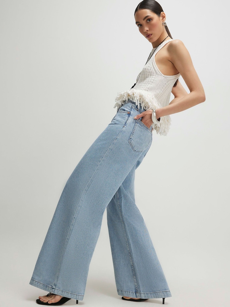 River Island Blue High Rise Wide Leg Jeans - Image 2 of 4 River Island Blue High Rise Wide Leg Jeans - Image 2 of 4