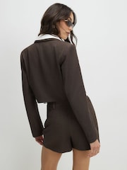 River Island Brown Hybrid Cropped Blazer - Image 2 of 4