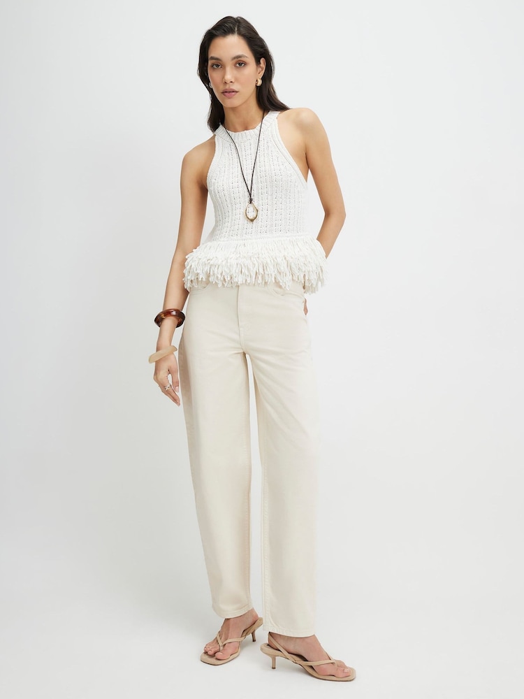 River Island Cream High Rise Barrel Leg Jeans - Image 1 of 4