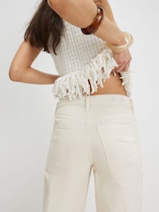 River Island Cream High Rise Barrel Leg Jeans - Image 4 of 4