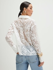 River Island White Long Sleeve Emboridered Lace Shirt - Image 2 of 4