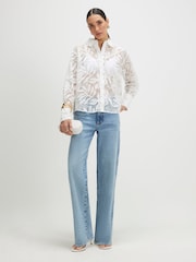 River Island White Long Sleeve Emboridered Lace Shirt - Image 3 of 4