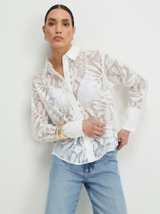 River Island White Long Sleeve Emboridered Lace Shirt - Image 4 of 4