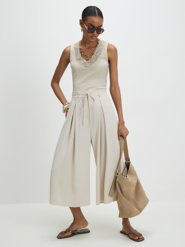 River Island Brown Tie Detail Drape Culottes - Image 1 of 4
