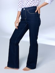 Indigo Rinse Blue Mid Rise Super Soft Stretch Bootcut Jeans - Image 3 of 8