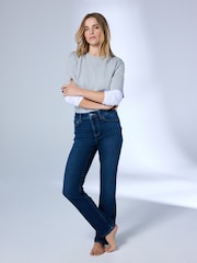 Dark Blue Mid Rise Super Soft Stretch Slim Jeans - Image 1 of 9