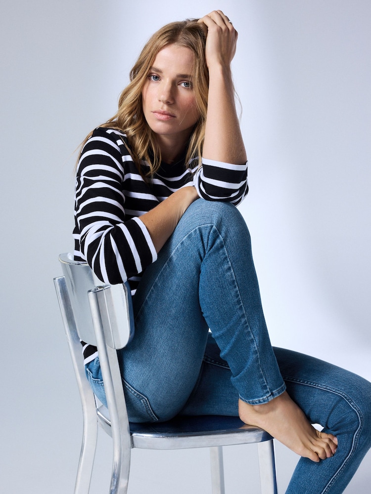 Mid Blue Mid Rise Super soft Stretch Skinny Jeans - Image 2 of 8 Mid Blue Mid Rise Super soft Stretch Skinny Jeans - Image 2 of 8