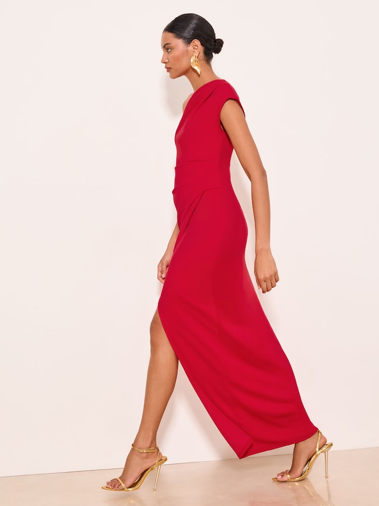 Lipsy Red Off The Shoulder Gathered Waist Maxi Dress - Image 2 of 5