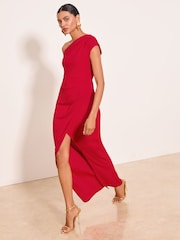 Lipsy Red Off The Shoulder Gathered Waist Maxi Dress - Image 4 of 5