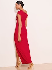 Lipsy Red Off The Shoulder Gathered Waist Maxi Dress - Image 5 of 5