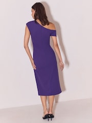 Lipsy Purple Floral Print Off The Shoulder Gathered Waist Midi Dress - Image 5 of 5