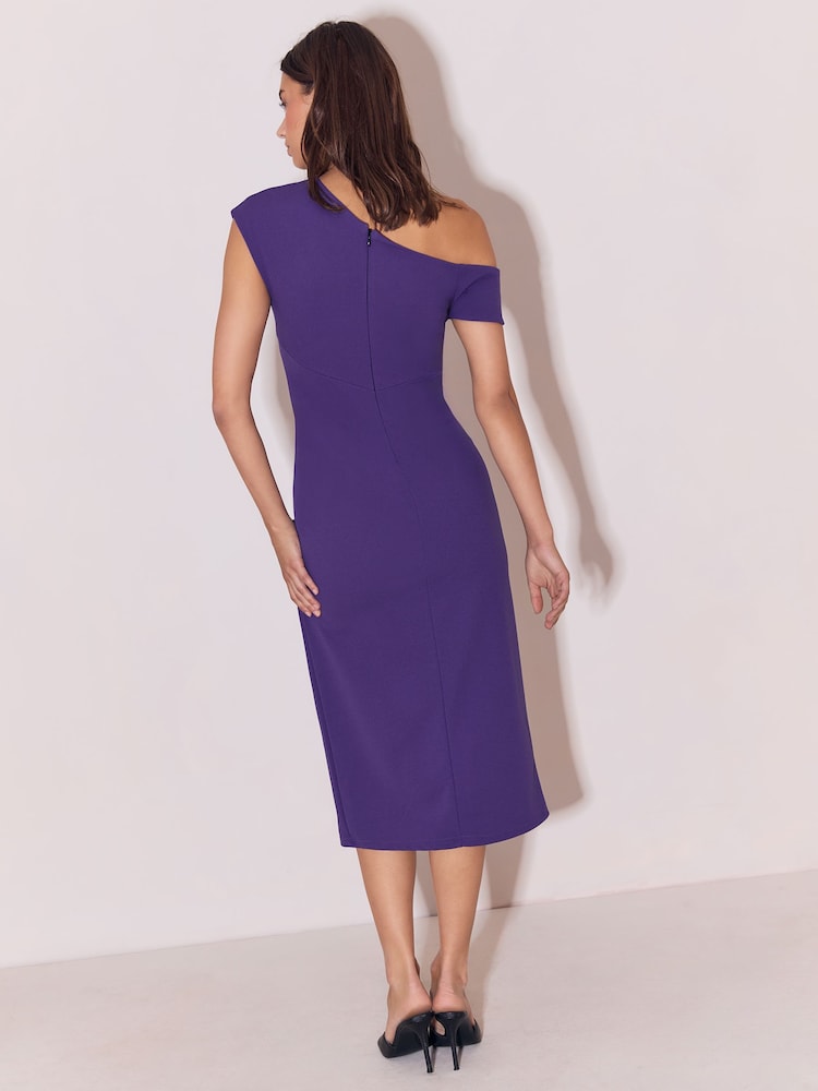 Lipsy Purple Floral Print Off The Shoulder Gathered Waist Midi Dress - Image 5 of 5 Lipsy Purple Floral Print Off The Shoulder Gathered Waist Midi Dress - Image 5 of 5