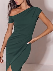 Lipsy Green Petite Off The Shoulder Gathered Waist Maxi Dress - Image 3 of 5