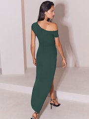 Lipsy Green Petite Off The Shoulder Gathered Waist Maxi Dress - Image 5 of 5