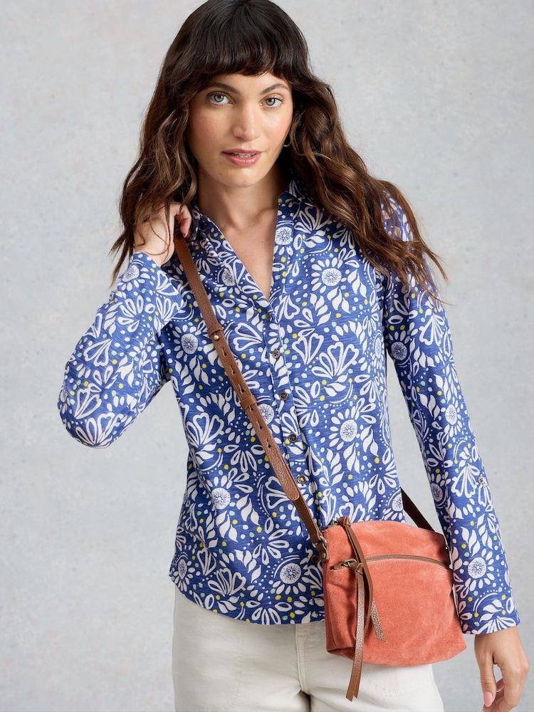 White Stuff Blue Annie Jersey Shirt - Image 1 of 6