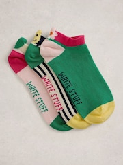 Rosa - White Stuff Tile Print Trainer Socks 3 Pack - Imagen 1 de 2