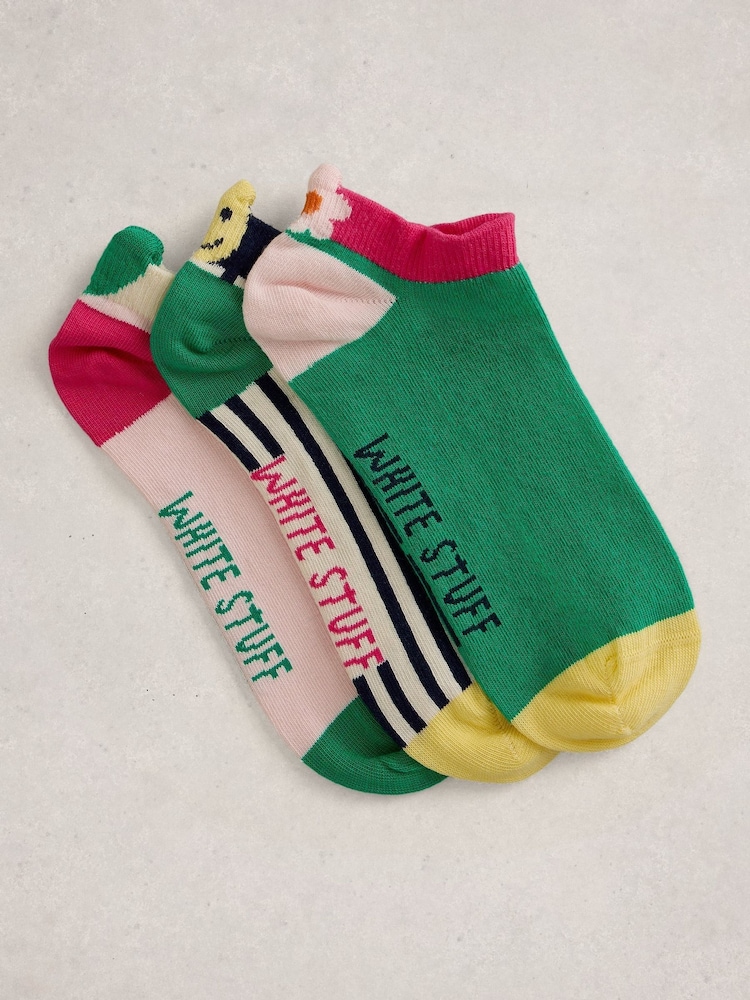 Rosa - White Stuff Tile Print Trainer Socks 3 Pack - Imagen 1 de 2 Rosa - White Stuff Tile Print Trainer Socks 3 Pack - Imagen 1 de 2