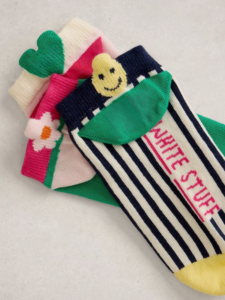 Rosa - White Stuff Tile Print Trainer Socks 3 Pack - Imagen 2 de 2 Rosa - White Stuff Tile Print Trainer Socks 3 Pack - Imagen 2 de 2