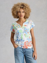 White Stuff White Nelly Notch Neck T-Shirt - Image 1 of 6