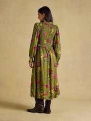 Joules Emilie Green Floral Smocked Midi Dress - Image 2 of 8