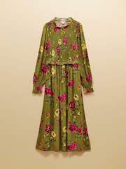 Joules Emilie Green Floral Smocked Midi Dress - Image 8 of 8