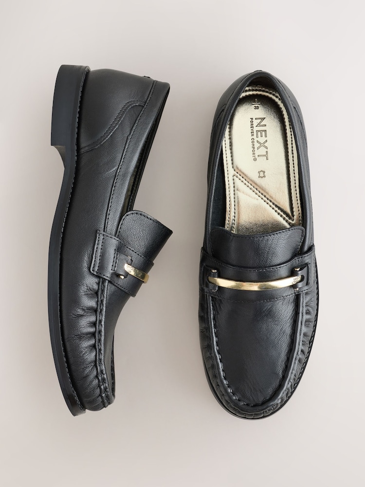 Black Forever Comfort® Leather Trim Detail Loafers - Image 1 of 5 Black Forever Comfort® Leather Trim Detail Loafers - Image 1 of 5