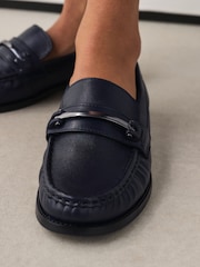 Navy Forever Comfort® Leather Trim Detail Loafers - Image 4 of 9