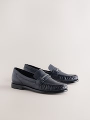 Navy Forever Comfort® Leather Trim Detail Loafers - Image 6 of 9