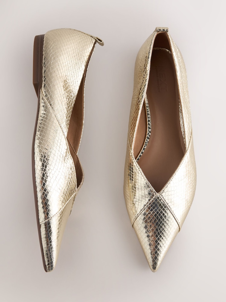 Gold Forever Comfort® Point Spliced Ballet Flats - Image 1 of 9 Gold Forever Comfort® Point Spliced Ballet Flats - Image 1 of 9