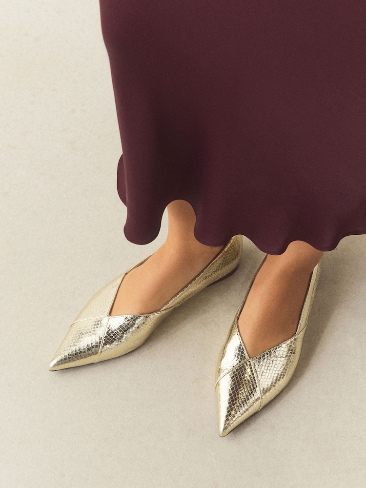 Gold Forever Comfort® Point Spliced Ballet Flats - Image 2 of 9 Gold Forever Comfort® Point Spliced Ballet Flats - Image 2 of 9