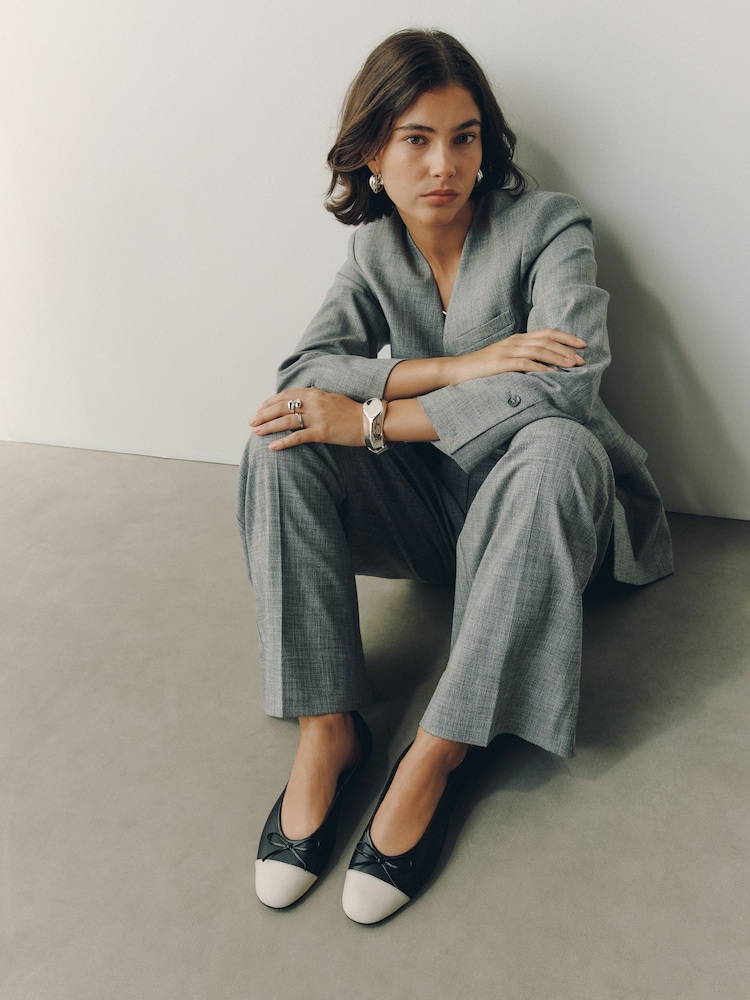 Black Forever Comfort® Leather Toe Cap Ballet Flats - Image 1 of 10 Black Forever Comfort® Leather Toe Cap Ballet Flats - Image 1 of 10