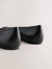 Black Forever Comfort® Leather Toe Cap Ballet Flats - Image 10 of 10