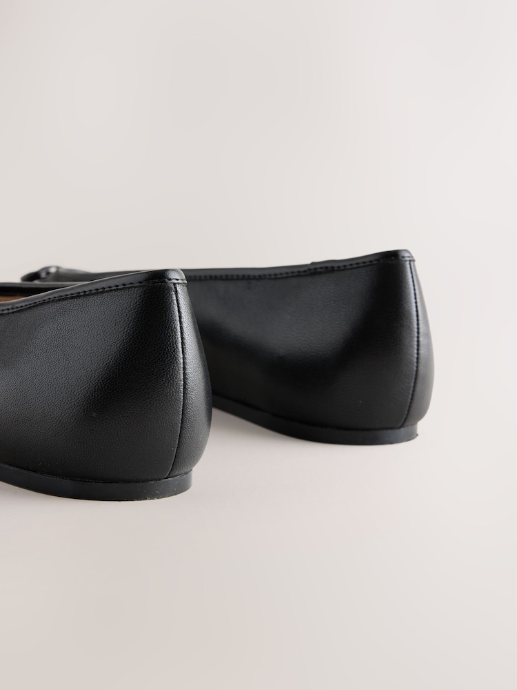 Black Forever Comfort® Leather Toe Cap Ballet Flats - Image 10 of 10 Black Forever Comfort® Leather Toe Cap Ballet Flats - Image 10 of 10