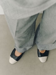 Black Forever Comfort® Leather Toe Cap Ballet Flats - Image 2 of 10
