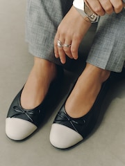 Black Forever Comfort® Leather Toe Cap Ballet Flats - Image 4 of 10