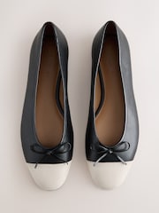 Black Forever Comfort® Leather Toe Cap Ballet Flats - Image 6 of 10