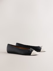 Black Forever Comfort® Leather Toe Cap Ballet Flats - Image 7 of 10