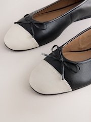 Black Forever Comfort® Leather Toe Cap Ballet Flats - Image 9 of 10