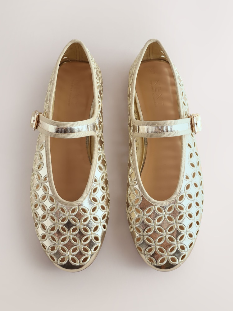 Gold Standard Fit Forever Comfort® Broderie Mary Janes Shoes - Image 1 of 4 Gold Standard Fit Forever Comfort® Broderie Mary Janes Shoes - Image 1 of 4