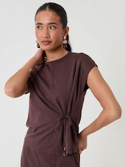 Threadbare Petite Relaxed Fit Tie Top & Wide Leg Trousers Set - Εικόνα 3 από 4