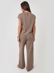 Threadbare Petite Relaxed Fit Tie Top & Wide Leg Trousers Set - Εικόνα 2 από 4