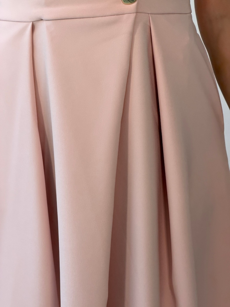 Girl In Mind Pink Cameron Collared Tailored Gold Button Shirt Dress - Image 5 of 5