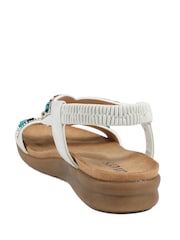 Pavers White Elasticated Embellished Slingback Sandals - Image 4 of 5