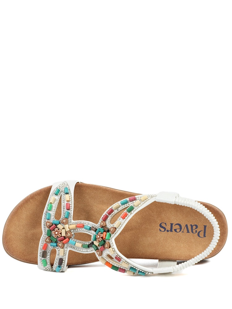 Pavers White Elasticated Embellished Slingback Sandals - Image 5 of 5