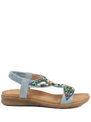 Pavers Blue Elasticated Embellished Slingback Sandals - Image 1 of 5