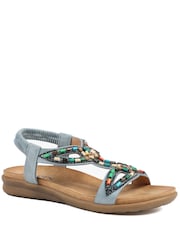 Pavers Blue Elasticated Embellished Slingback Sandals - Image 2 of 5