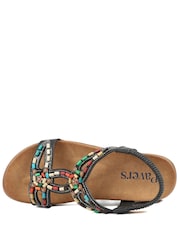 Pavers Black Elasticated Embellished Slingback Sandals - Image 5 of 5