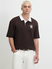 River Island Brown Regular Fit Compact Rugby Shirt - Image 1 of 4